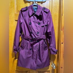 Coach double-breasted trench coat in a wine